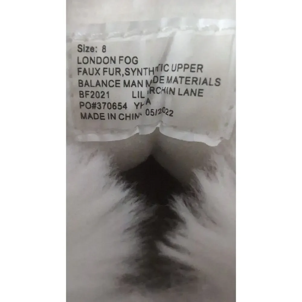 London Fog Girls Pink Glitter Faux Fur Snow Boots Size 8